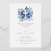 Invitation En Aluminium Croix d'argent florale moderne garçons Première co (Recto)