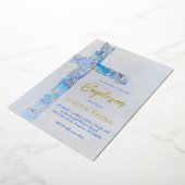 Invitation En Aluminium croix de baptême à l'aquarelle abstraite (Rotation)