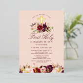 Invitation En Aluminium Croix d'or de Bourgogne Première communion (Debout devant)