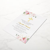 Invitation En Aluminium croix d'or moderne première communion (Rotation)