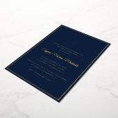 Invitation En Aluminium croix dorée simple communion bleue (Rotation)