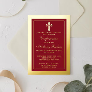 Invitation En Aluminium Croix élégante Sainte Communion ou Confirmation Ré