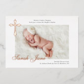 Invitation En Aluminium Croix minimale d'or moderne Baptême photo bébé (Recto)