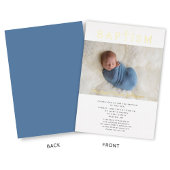 Invitation En Aluminium Croix religieuse Baptême de garçon Photo Gold