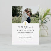 Invitation En Aluminium Croix simple catholique avec Mariage photo (Debout devant)