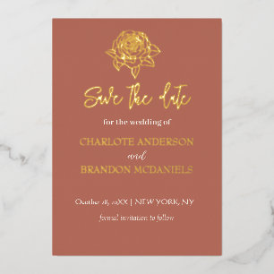 Invitation En Aluminium Croquis de rose minimal Fleurs mariage Enregistrez
