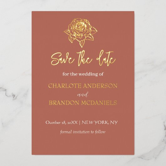 Invitation En Aluminium Croquis rose Mariage Floral Minimal Enregistrer La (Recto)