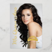 Invitation En Aluminium Crown Quinceañera Miniature Photo Fancy Calligraph (Recto)