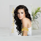 Invitation En Aluminium Crown Quinceañera Miniature Photo Fancy Calligraph (Debout devant)