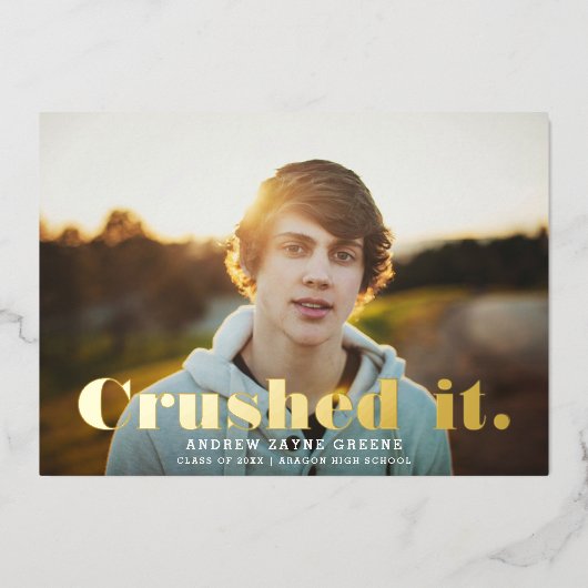 Invitation En Aluminium Crusé Il Amusant Typographie Moderne | Graduation  (Recto)