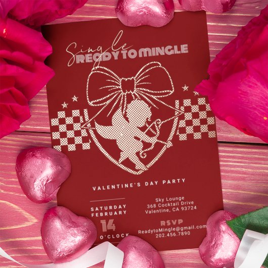Invitation En Aluminium Cupid Rouge Simple Saint-Valentin Fête Or