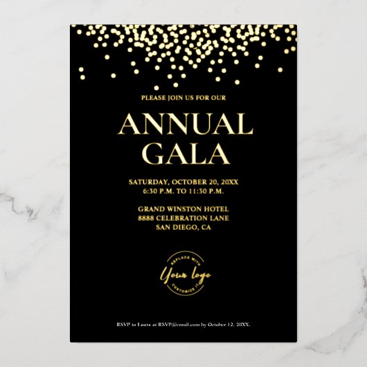 Invitation En Aluminium Custom Black Gold Modern Typographie Logique scrip (Recto)