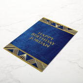 Invitation En Aluminium Custom Wood Modern Marine Blue Masculine Anniversa (Rotation)