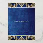 Invitation En Aluminium Custom Wood Modern Marine Blue Masculine Anniversa (Verso)
