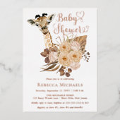 Invitation En Aluminium Cute Giraffe Boho Grasses séchées Baby shower (Recto)