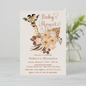 Invitation En Aluminium Cute Giraffe Boho Grasses séchées Baby shower (Debout devant)