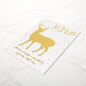 Invitation En Aluminium Cute Gold Deer & Gold Confetti RSVP Real Foil (Rotation)