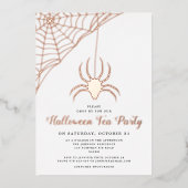 Invitation En Aluminium Cute Spider Halloween Tea Party Rose Gold (Recto)
