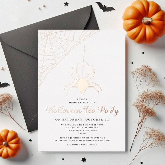Invitation En Aluminium Cute Spider Halloween Tea Party Rose Gold