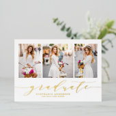 Invitation En Aluminium Dainty Script Three Photo Graduation (Debout devant)