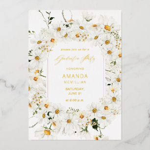 Invitation En Aluminium Daisy White Floral Graduation Party