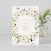 Invitation En Aluminium Daisy White Floral Graduation Party (Debout devant)