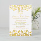 Invitation En Aluminium Damask Or 50e Anniversaire (Debout devant)