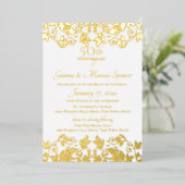 Invitation En Aluminium Damask or 50e anniversaire de mariage (Debout devant)
