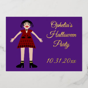 Invitation En Aluminium Dame Vampire Halloween Gothique Personnalisée