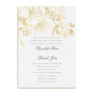 Invitation En Aluminium Danse d'Orchidée Formel Classique Héritage Pur Mar