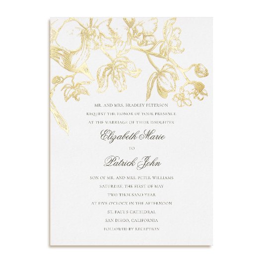 Invitation En Aluminium Danse Orchidée Formelle Classique Hérloom Pure Mar