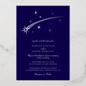 Invitation En Aluminium Dark Blue and White Celestial Wedding Silver (Recto)