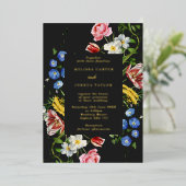 Invitation En Aluminium Dark Dutch Master Floral Frame Mariage Or (Debout devant)