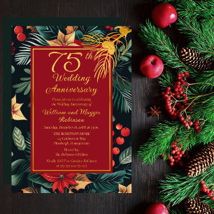 Invitation En Aluminium Dark Holiday Floral 75e Mariage Anniversaire Party