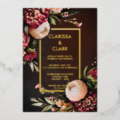 Invitation En Aluminium Dark Moody Bold Floral Marsala Mariage (Recto)