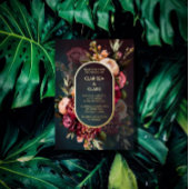 Invitation En Aluminium Dark Moody Bold Floral Marsala Mariage Foil Invit