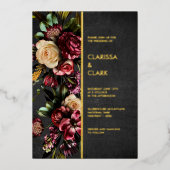 Invitation En Aluminium Dark Moody Bold Flower Mariage Foil Invitatiatiati (Recto)