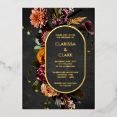 Invitation En Aluminium Dark Moody Bold Flower Mariage Foil Invitatiatiati (Recto)