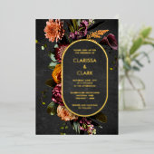 Invitation En Aluminium Dark Moody Bold Flower Mariage Foil Invitatiatiati (Debout devant)