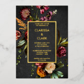Invitation En Aluminium Dark Moody Bold Wild Flower Mariage (Recto)