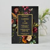 Invitation En Aluminium Dark Moody Bold Wild Flower Mariage (Debout devant)