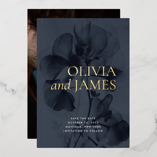 Invitation En Aluminium Dark Moody Botanical Mariage Photo Enregistrer la (Recto/Verso)