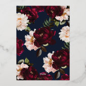 Invitation En Aluminium Dark Moody Burgundy Blush Navy Blue Floral Wedding (Verso)