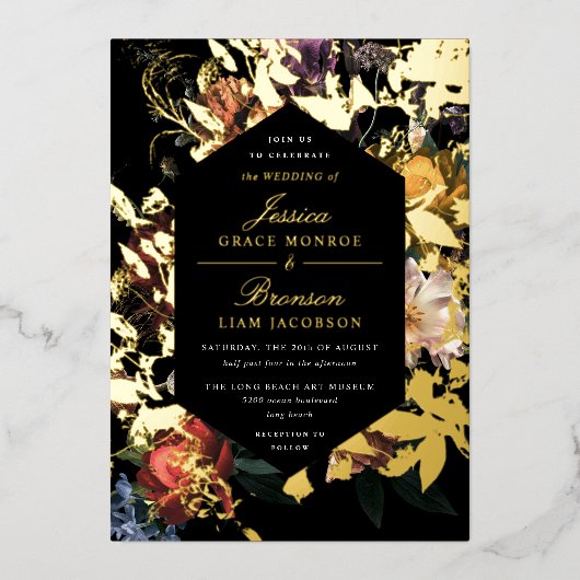Invitation En Aluminium Dark Moody Romantic Floral Néerlandais Mariage (Recto)