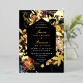 Invitation En Aluminium Dark Moody Romantic Floral Néerlandais Mariage (Debout devant)