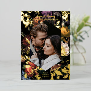 Invitation En Aluminium Dark Moody Romantic Floral Photo Enregistrer la da