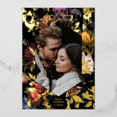 Invitation En Aluminium Dark Moody Romantic Floral Photo Enregistrer la da (Recto)