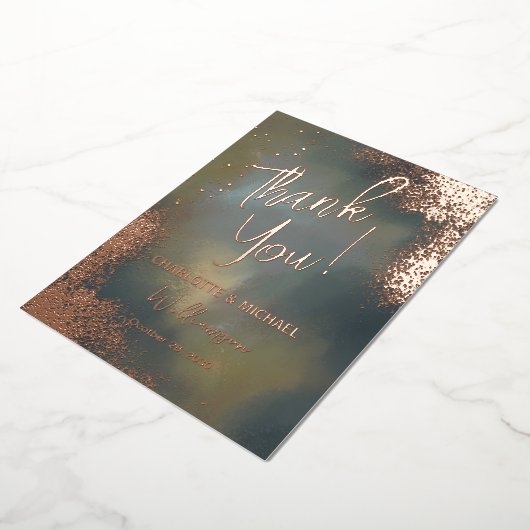 Invitation En Aluminium Dark Moody Sparkle Photo Overlay Merci Mariage (Rotation)