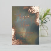 Invitation En Aluminium Dark Moody Sparkle Photo Overlay Merci Mariage (Debout devant)