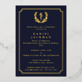 Invitation En Aluminium Dark Navy Asclepius Médicale School Graduation (Recto)